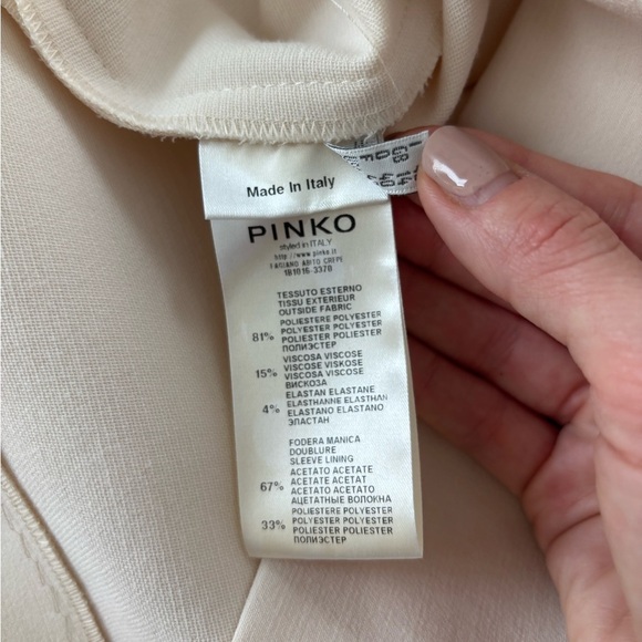 Pinko Cream Ruffle Sleeve Dress minimalist size 10 - Picture 5 of 9